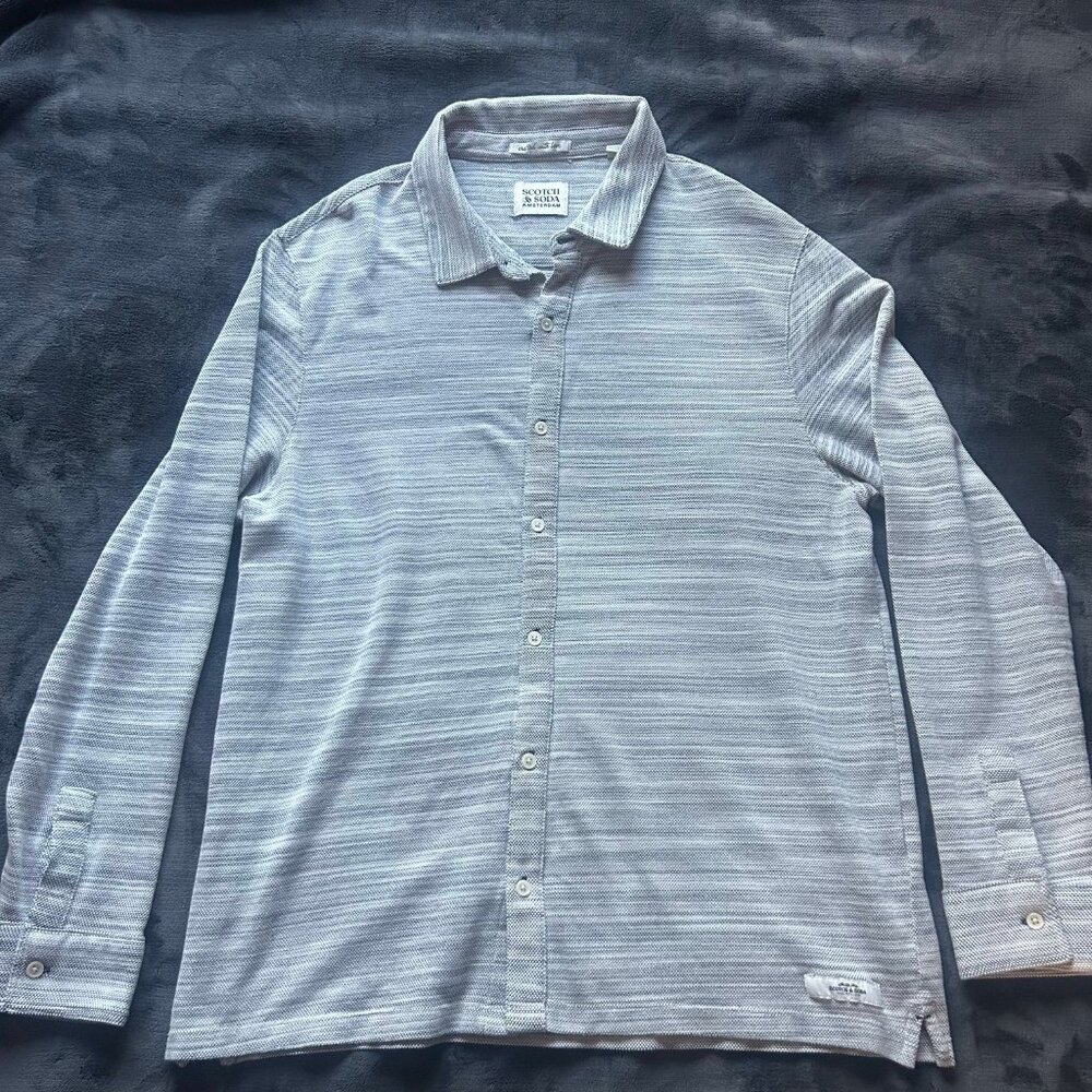 Scotch & Soda Long Sleeve Button Shirt XL Gray - Picture 2 of 10